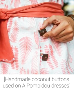 Handmade coconut buttons from the Dominican Republic.